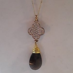 NWT genuine Smoky quartz Clover Necklace